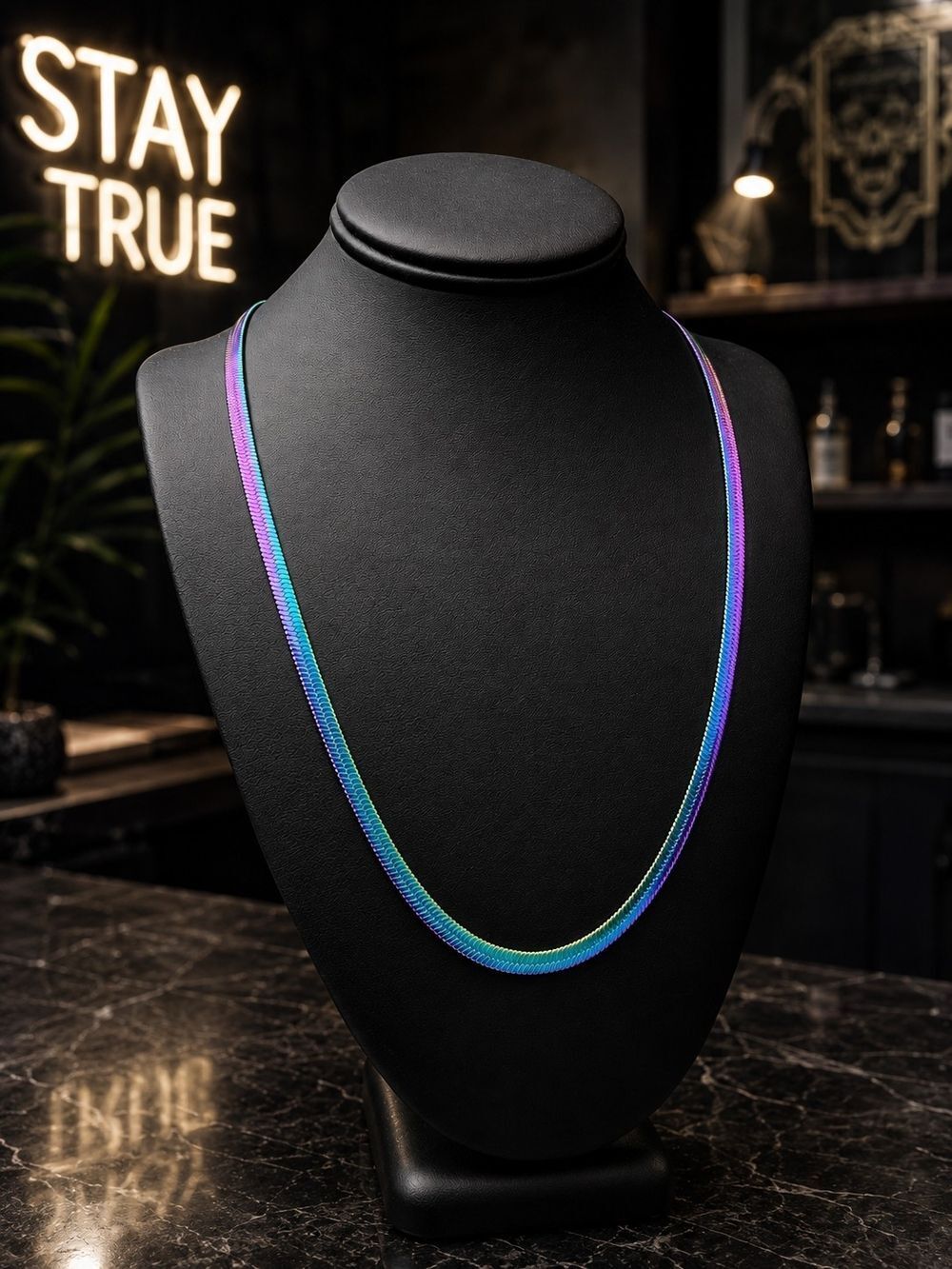 Iridescent Herringbone Necklace